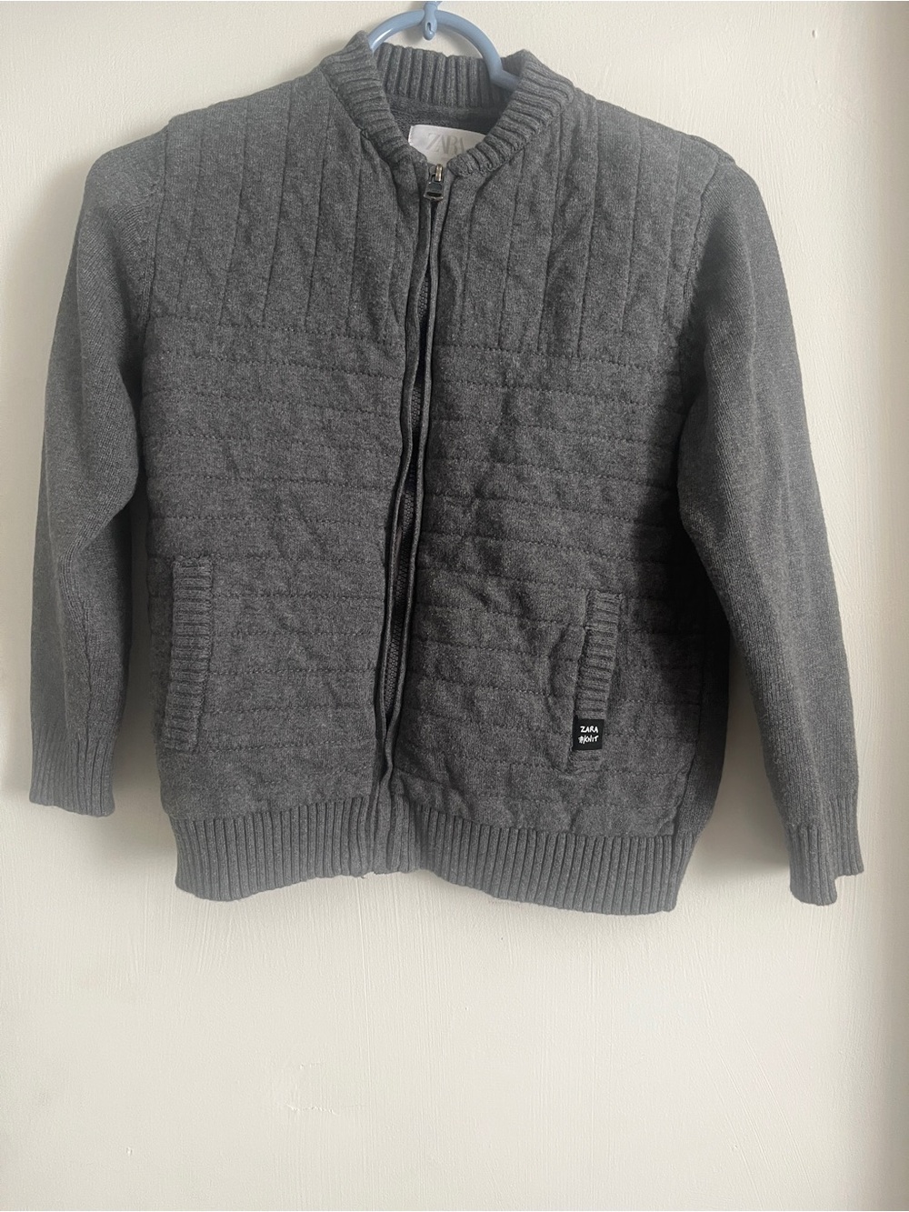 Zara Kids Gray Knit Zip-Up Sweater Jacket Size 10 (140)